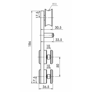 SD2.330 stumdomų durų ratukai