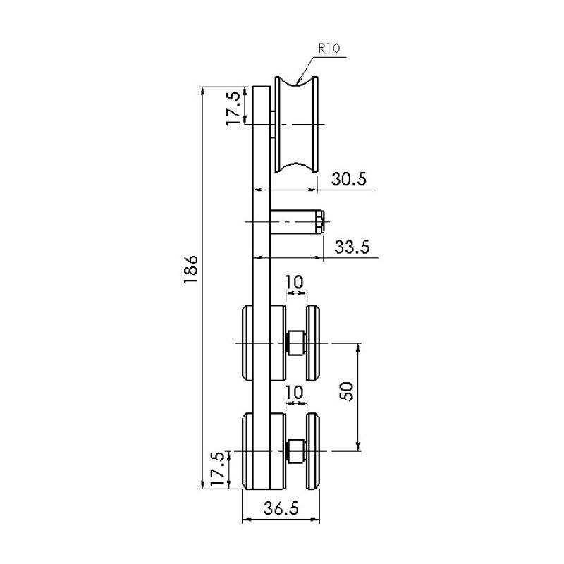 SD2.330 stumdomų durų ratukai